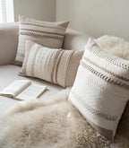 Boho Throw Pillow Covers 12x20 Inch Set of 2, Khaki Textured Decorative Couch Pillow Cases for Farmhouse Home Decor, Accent Cushion Cover for Sofa, Bed, Living Room, Bedroom
