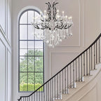 Large Black Crystal Chandelier Light Fixtures, 18 Lights Modern Crystal Chandeliers for Dining Room,Staircase Hallway Living Room Entryway,2 Layers 41'' Foyer Chandelier