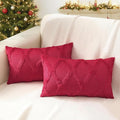 decorUhome Christmas Throw Pillow Covers 12x20 Inch Set of 2, Soft Plush Faux Fur Wool Lumbar Red Couch Pillow Covers, Decorative Neutral Pillow Cases for Bed Sofa Living Room Home Decor