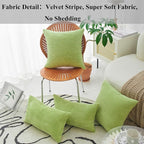 Home Brilliant Green Spring Pillow Covers Striped Super Soft Set of 2 Corduroy Couch Accent Pillow Covers for Couch Living Room Decor, 55cm, 22 x 22 Inch, Apple Green
