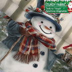 Vintage Christmas Snowman Shower Curtain, Retro Rustic Farmhouse Winter Forest Shower Curtains for Bathroom, Cute Xmas Snowman Holiday Bath Accessories with 12PCS Hooks, 72X72IN