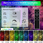 ZYAN Solar Spotlights Outdoor, Solar Landscape Lights with Remote Control, RGBW Colored Spot Lights for Yard, Garden, Lawn, Plant, Tree, Pool Areas, Auto On/Off, Dimmable & Waterproof (12 Pack)