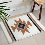 Bathroom Rugs White Boho Bath Mat Non Slip, Soft Absorbent Washable Bath Rug Floor Mat for Bathroom Shower Tub Modern Decor, 20x32