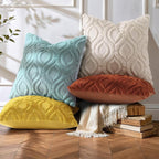 decorUhome Fall Throw Pillow Covers 22x22 Inch Set of 2, Soft Plush Decorative Faux Fur Beige Solid Couch Pillow Covers, Accent Farmhouse Neutral Square Euro Pillow Cases for Sofa Bed Living Room