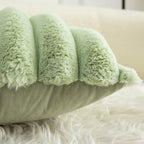 Neelvin Green Faux Fur Cozy Soft Striped Decorative Throw Pillow Covers 12x20 inch Set of 2,Velvet Pillowcase Cushion Case for Sofa Couch