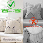 Boho Throw Pillow Covers 16x16 Set of 2 Neutral Woven Decorative Pillowcases Cotton Tufted Couch Pillows Modern Farmhouse Accent Cushion Covers for Sofa Couch Bed Living Room Home Decor, Navy Blue