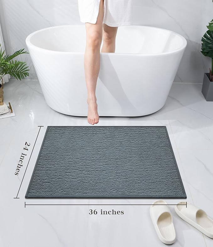 chakme Bathroom Rugs Mat 36x24, Ultra Thin Non Slip Bath Mat Quick Dry Absorbent Bath Mat for Bathroom Floor, (Light Blue, 36"x24")
