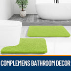 OLANLY Bathroom Rugs 24x16, Extra Soft Absorbent Chenille Bath Rugs, Rubber Backing Quick Dry, Machine Washable Bath Mats for Bathroom Floor, Tub and Shower, Home Decor Accessories, Bright Green