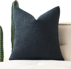 MIULEE Textured Boucle Throw Pillow Cover Navy Blue Accent Solid Eruo Sham Pillow Case Decorative Soft Pack of 1 Couch Cushion Chair Sofa Bedroom Livingroom Home Decor,24x24 Inch