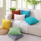 decorUhome Fall Throw Pillow Covers 12x20 Inch Set of 2, Soft Plush Decorative Faux Fur Blue Grey Solid Couch Pillow Covers, Accent Farmhouse Neutral Lumbar Euro Pillow Cases for Sofa Bed Living Room