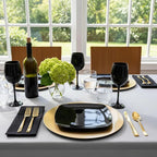 TP 10.5" Melamine Square Dinner Plates, 6-piece Plate Set Unbreakable Serving Dishes for Indoors and Outdoors, Unbreakable Dinner Service for 6, Black