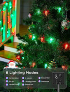 Brightown Solar Operated C6 Strawberry String Lights, 22.64ft 50 LEDs Red Green LED Christmas Fairy Lights, Solar Christmas Lights Outdoor, Christmas Decorations for Christmas Tree, Garden Decor
