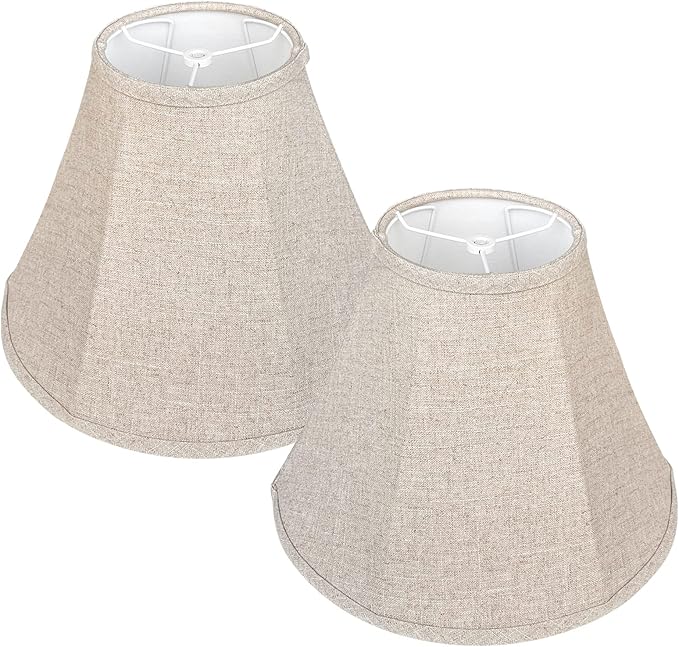 TOOTOO STAR Bell Lamp Shade Set of 2, Linen Lampshade for Floor Light and Table Lamp 6x14x10 inch, DIY Fabric Natural Linen Hand Crafted, Spider (Assembly Required)