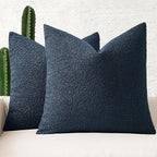 MIULEE 20x20 Inch Decorative Pillow Covers for Couch Bed Set of 2 Textured Boucle Neutral Winter Throw Pillows Navy Blue Accent Solid Cushion Pillowcases Sofa Livingroom Home Decor