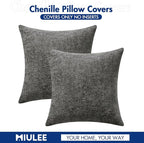 MIULEE Pack of 2 Couch Throw Pillow Covers 20x20 Inch Dark Gray Modern Boho Accent Decorative Pillow Covers Soft Chenille Farmhouse Cushion Covers for Home Decor Bed Sofa Living Room