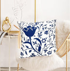 Decorative Throw Pillow Covers Set of 2 Blue Pillow Covers 18x18 inch Short Plush Couch Pillow Cases Floral Throw Pillows,Farmhouse Outdoor Pillow Covers for Sofa Living Room Cushion Covers