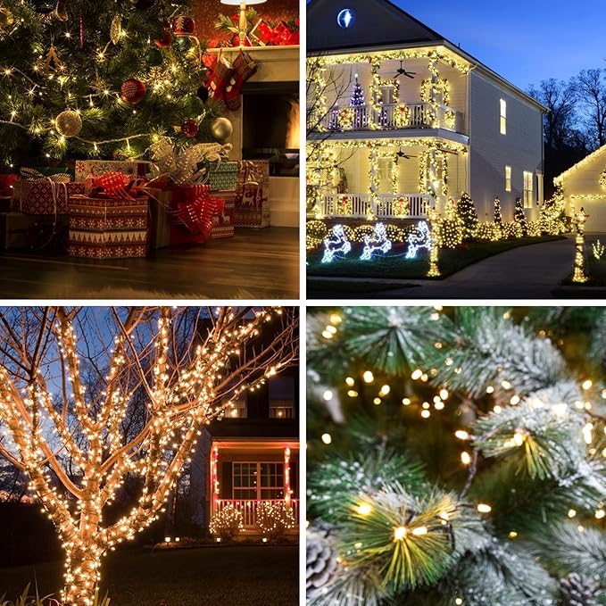 300 LED Christmas String Lights, 108FT - UL Certified Outdoor & Indoor Fairy Lights for Tree, Patio, Garden, Party, Wedding, Halloween, Holiday Decor