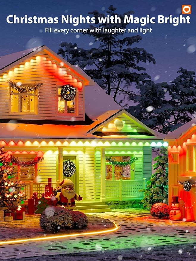 addlon 100FT Permanent Outdoor Lights, Smart RGB+IC LED Lights for House & Outdoor Decor, App & Remote Control, DIY Scene Modes, IP67 Waterproof for Christmas, Holiday, Party, Halloween Decorations