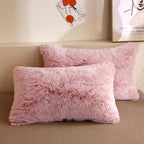 XeGe Faux Fur Throw Pillow Cases, Plush Shaggy Ultra Soft Pillow Covers, Fluffy Crystal Velvet Decorative Pillowcases, Furry Fuzzy Pillow Shams Zipper Closure, Set of 2 (King, Pink Ombre)