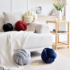 Sioloc Soft Knot Ball Pillows,Round Throw Pillow Cushion Home Decoration Plush Pillow,Throw Knotted Pillow Handmade Round Plush Pillow（10.6inches,Ivory）
