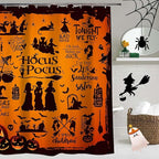 Metawu Halloween Shower Curtain Witch Shower Curtains Sets Witch Bat Spider Web Bathroom Curtain for Kids Waterproof Bathtubs Curtain 72"×72" with 12 Hooks Bathroom Decor