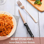 36 Pcs Rose Gold Silverware Set with Steak Knives Service for 6,Stainless Steel Flatware Set,Mirror Polished Cutlery Utensil Set, Kitchen Eating Tableware,Include Fork Knife Spoon Set,Dishwasher Safe