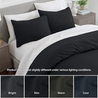 Bare Home Standard Pillow Sham Covers - Set of 2 - Premium 1800 Ultra-Soft Microfiber - Double Brushed - Bed Pillow Shams - Pillows Not Included (Set of 2, Black)