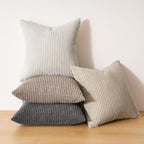 Topfinel 4 Packs Natural Decorative Throw Pillows Covers 20x20 Inch for Living Room Couch Bed Sofa, Rustic Farmhouse Boho Neutral Home Decor, Soft Plush Striped Corduroy Square Cushion Case 50x50 cm