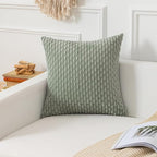 Kevin Textile Throw Pillow Covers Soft Corduroy Decorative Set of 2 Boho Striped Pillow Covers Pillowcases Farmhouse Home Decor for Couch Bed Sofa Living Room 20x20 Inch Greyish Green