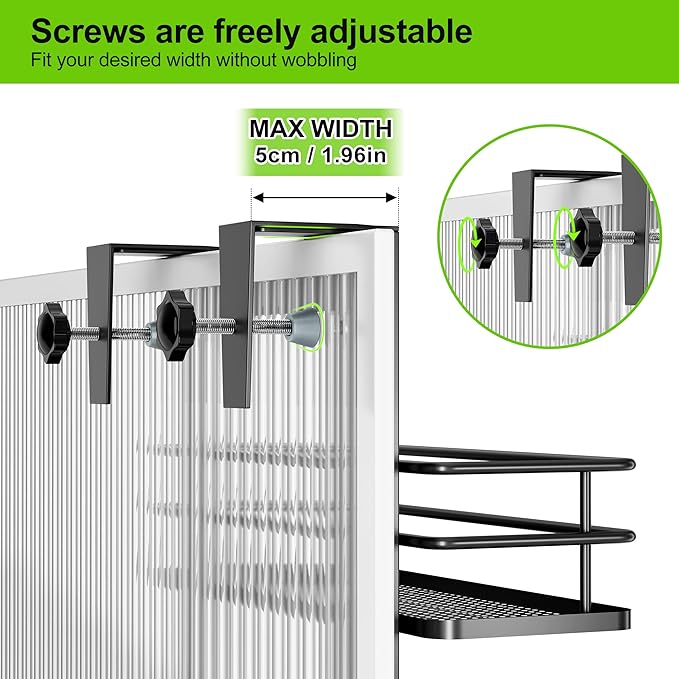Orimade Adjustable Hanging Caddy, Bathroom Organizer Shelf Storage Rack, Rustproof Shower Basket, Matt Black 3 Tier