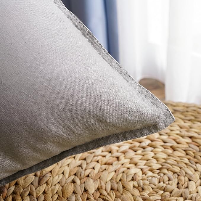 Jeanerlor Solid Cotton Linen Decoration Toss Throw Pillow Sham Cushion Case Special Pillow Cover Delicate Decorative Pillowcase for Bed/Chair/Couch, 18"x18"(45 x 45cm),2 Packs, Silver Grey