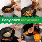 Riveira Walnut Wooden Cooking Utensils Set of 9 Premium Quality Non-Toxic Wooden Spoons, Spatula & Serving Utensils for All Cookware