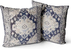 Snycler Boho Throw Pillow Covers 18x18 inch Set of 2 Boho Rug Carpet Double Sided Pattern Cotton Soft Pillow Case Cushion Cover Pillowcase for Couch Sofa Bed Decorative (Navy Blue)