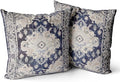 Snycler Boho Throw Pillow Covers 16x16 inch Set of 2 Boho Rug Carpet Double Sided Pattern Cotton Soft Pillow Case Cushion Cover Pillowcase for Couch Sofa Bed Decorative (Navy Blue)