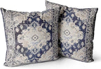 Snycler Boho Throw Pillow Covers 16x16 inch Set of 2 Boho Rug Carpet Double Sided Pattern Cotton Soft Pillow Case Cushion Cover Pillowcase for Couch Sofa Bed Decorative (Navy Blue)