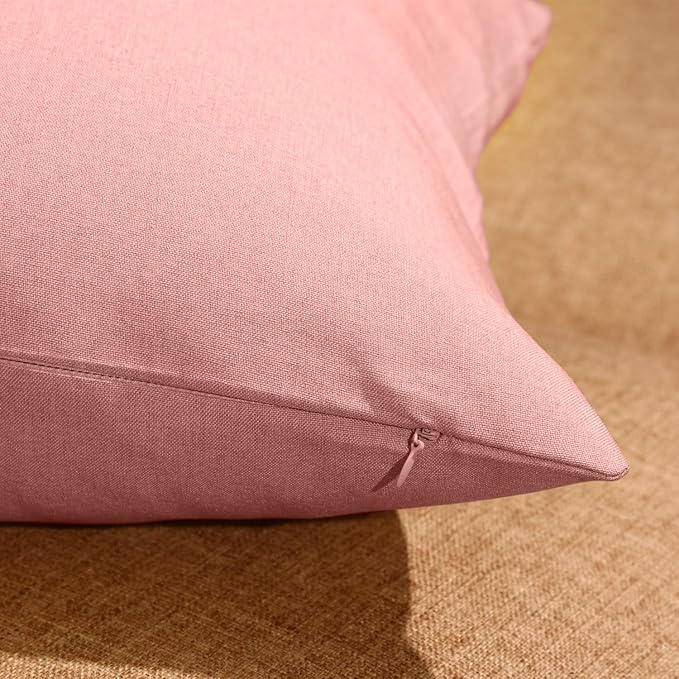 Boao 4 Pack Christmas Decorative Outdoor Waterproof Throw Pillow Covers Square Patio Balcony Garden Waterproof Cushion Case PU Coating Pillow Shell for Couch Bed Patio Sofa, 18 x 18 Inch(Pink)