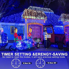 250 LED Blue Christmas Lights Outdoor 82ft Clear Wire Blue String Lights 8 Modes Clear Wire, Plug in Waterproof Twinkle Fairy String Light for Indoor Christmas Tree Bedroom Decorations