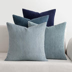 MIULEE Boho Farmhouse Throw Pillow Covers 16x16 Inch Set of 4 Western Neutral Decorative Cushion Covers Soft Modern Coastal Corduroy Home Decor for Couch Bed Sofa Living Room Dark Blue Navy Series