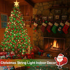 4 Pack 180FT Solar Christmas Lights Outdoor Waterproof, Super Bright 320 LED Solar String Lights with 8 Lighting Modes, Green Wire Twinkle Tree Light for Outside Xmas Party Decor (Red White and Green)
