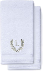 Decorative and Monogrammed Hand Towels for Bathroom Kitchen Makeup | Personalized Gift for Wedding-Bridal | Roman Font Custom Luxury Turkish Towel | Spa Collection, Oversized, 16 X 30 Inch, Set of 2