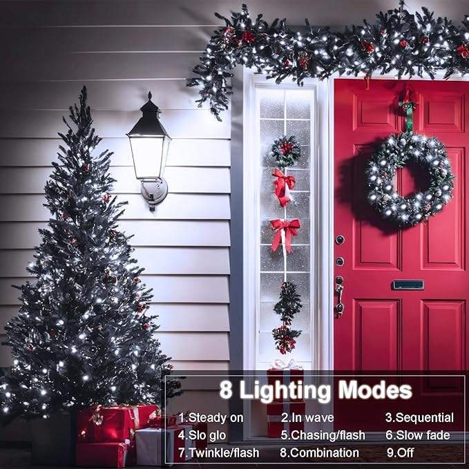 echosari 200 LED 66ft Battery Powered Christmas Lights, String Lights with Remote Timer, Outdoor Fairy String Lights Waterproof for Home Garden Party Christmas Trees Decoration (Cool White)