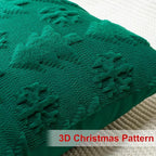 OTOSTAR Set of 2 Xmas Soft Plush Short Wool Velvet Decorative Throw Pillow Covers Square Luxury Style Cushion Case Pillow Shell for Sofa Bedroom Tree and Snowflake Green, 16x16 Inch