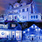 Brightown C9 LED Christmas Lights Outdoor, 33ft 50 LED Waterproof Strawberry String Lights, Extendable Green Wire Lights String for Outdoor Indoor Patio Party Decoration, Blue and White