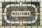 Door Mat Welcome Mat, Heavy Duty Door Mat 17.7 x 29.5 Inch Front Rug Doormat for Outdoor Entrance Home Non-Slip Rubber Rug for Front Door, Outside, Entryway, Patio (Yellow Welcome)