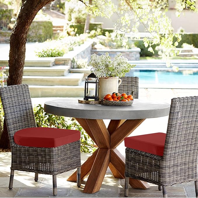 idee-home Outdoor Chair Cushions Set of 4, Thick 17" x 17" x 3" Patio Chair Cushions for Outdoor Furniture Waterproof with Ties, Seat Cushion, Patio Chair Pads Dining Chair Spice