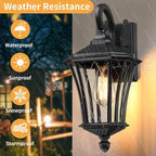 YSN 2 Pack Dusk to Dawn Outdoor Light Fixture Wall Mount Porch Lights Weather Resistant Exterior Sconce Light, Waterproof Wall Lantern for Porch, Garage, Backyard, Walkway, E26 Socket, Black