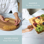Charcuterie Board - Acacia Wood Cutting Board for Kitchen with Handle, Cheese Board for Vegetables, Bread, Fruits, Meat - Decorative Wooden Serving Tray House Warming Gift