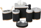 6-Piece Bathroom Accessories Set – Soap Dispenser, Toothbrush Holder, Tumbler, Soap Dish, Cotton Swab Jar & Toilet Brush – Modern Bathroom Decor Set (Seiler)