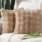 MADIZZ Pack of 2 Thick Plush Wool Throw Pillow Covers 22x22 Inch Camel Soft Neutral Decorative Throw Pillows Accent Boho Cushion Covers for Couch Sofa Bedroom Pillow Shell