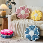 Flower Shaped Decorative Throw Pillow Cushion for Bed Couch, Cute Flower Plush Throw Pillows Home Decor Floor Pillow Seating Cushions (Grey Pink, 13.7 Inches)